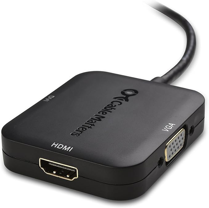 Cable Matters Mini DisplayPort to HDMI Adapter with VGA and DVI 3-in-1 Adapter in Black - Thunderbolt and Thunderbolt 2 Port Compatible - Supporting 4K Resolution via HDMI