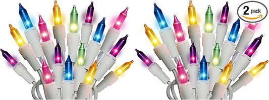Holiday Pride Easter String Lights - 100 Count Mini Easter Lights String on White Wire (22.5 Ft) - Indoor/Outdoor Use - UL Listed - Static & Blinking Modes (Pack of 2)