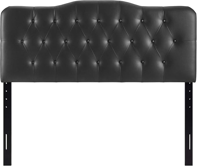 Modway Annabel Tufted Button Faux Leather Upholstered Queen Headboard in Black