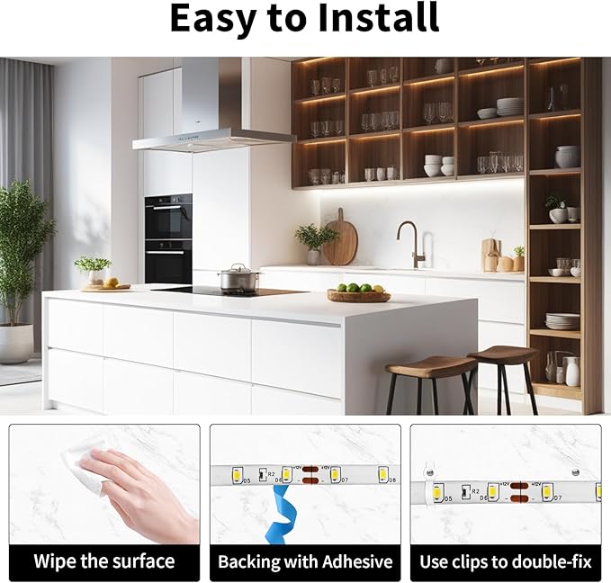 iNextStation 12V LED Light Strip White, 16.4ft/5m LED Strip 6000K IP65 Waterproof Cuttable SMD2835 300LEDs Tape Flexible Led Lights for Bedroom Cabinet Kitchen Decor (Power Adapter not Included)