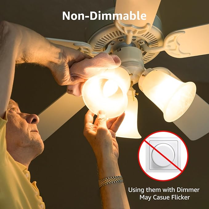 Lepro E12 LED Candelabra Light Bulbs, 5.5 watt, 40 watt Equivalent C37 B11 Ceiling Fan Bulb Chandelier Bulbs, 2700 Kelvin Warm White Type B Small Base Candle Lights, Frosted Plastic Shell, 6-Pack