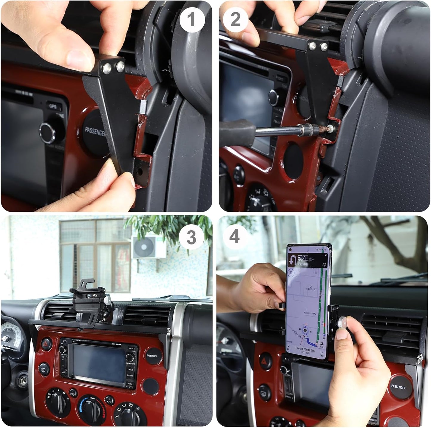 HAPPYHORSE Car Phone Stand for Toyota FJ Cruiser 2007-2021, Hands-Free Dashboard Multifunctional Phone Stand Accessories