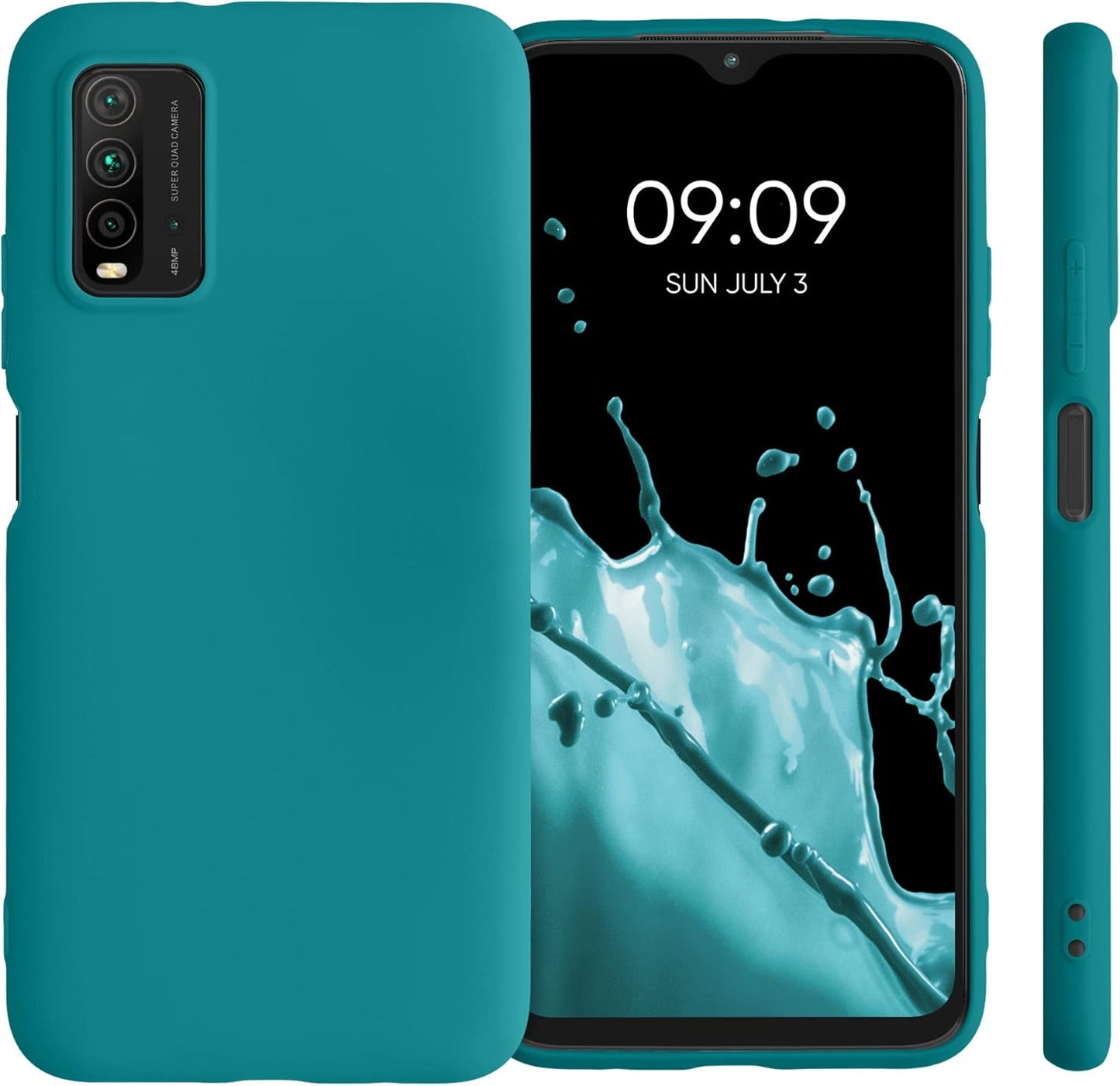 kwmobile Case for Xiaomi Redmi 9T - Soft Slim Protective TPU Silicone Cover, Teal Matte