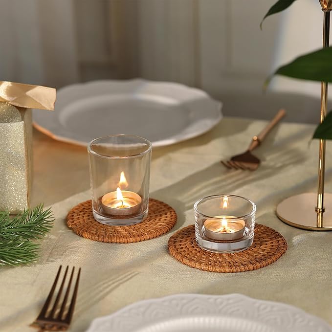 12pcs Assorted Votive Candle Holders, Clear Glass Candle Holder for Floating Candles, Tealight Candle Holder for Table Centerpiece, Wedding and Party Decor