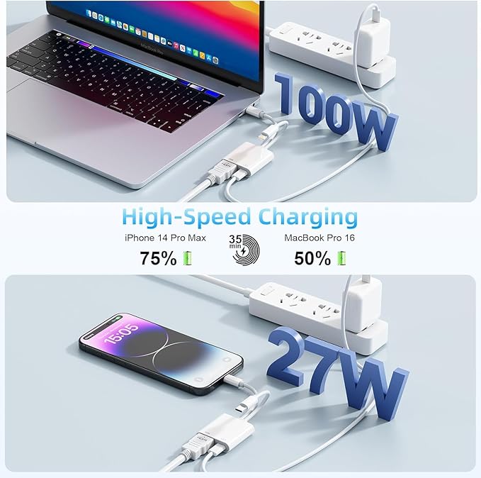 USB-C and Lightning to HDMI Adapter for iPhone ipad to TV [2025 New, MFi Certified],4K@60 Hz Sync Screen Apple Lightning to Digital AV Adapter for MacBook, iPhone16/15,iPad to TV/Projector/Monitor
