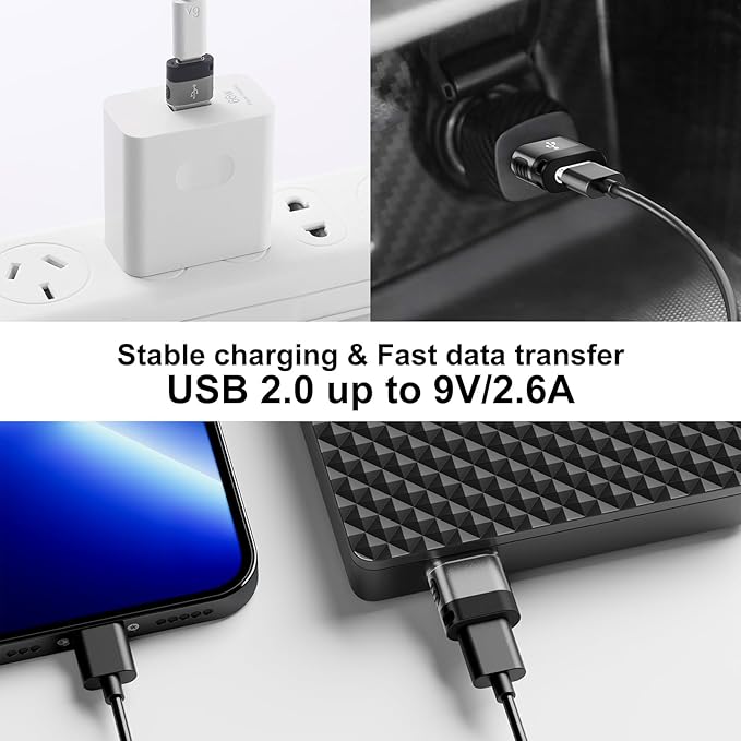 USB to USB C Adapter 4 Pack,USB C to USB A Adapter,USB-A Type C Male Female OTG Adaptor,USBA to USBC Converter for Phones,MacBook,iPad,Laptop,Tablet(Grey)
