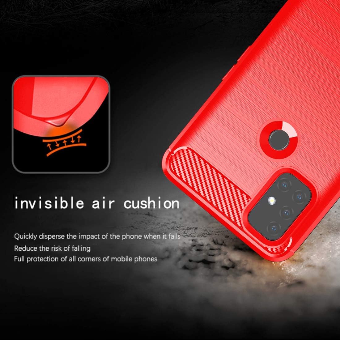 Osophter Flexible TPU Case for Oneplus Nord N10, Shock-Absorption Protective Cover, Red