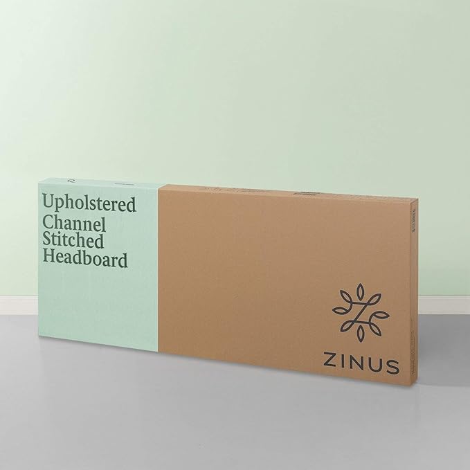 ZINUS Satish Upholstered Headboard, Channel Stitched Upholstery, Easy Assembly, Full, Grey