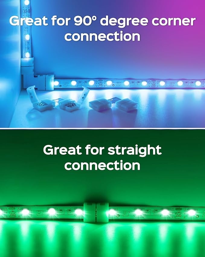 JACKYLED 30 Pcs 3-Pin LED Connectors, 10mm L Shape LED Strip Connectors Unwired Solderless Gapless Adapter Connectors Terminal Extension 12V 72W for WS2811 WS2812B SK6812 LED Strip -10 Packs