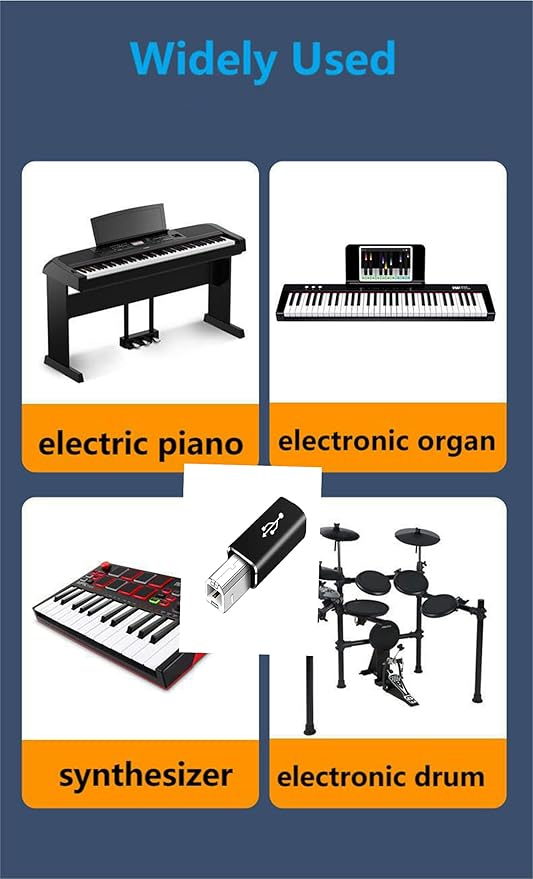 USB C Female to Printer Male USB B Convert Adapter Type C to MIDI Connector for Printer MIDI Electric Piano &Type-C Device/Laptop 2pcs