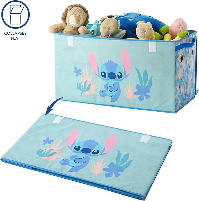Idea Nuova Disney Stitch Collapsible Storage Trunk – Durable Organizer with Soft Lid – 28.5'' x 14.5'' x 16'' – Toy Chest & Storage Bin for Kids Bedroom, Playroom, or Nursery
