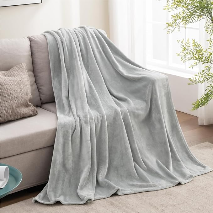 BEDELITE Fleece Blanket Light Grey Throw Blankets for Couch & Bed, Luxury Plush Cozy Fuzzy 50x70 inches, Super Soft Warm Lightweight Throw for Travel Camping