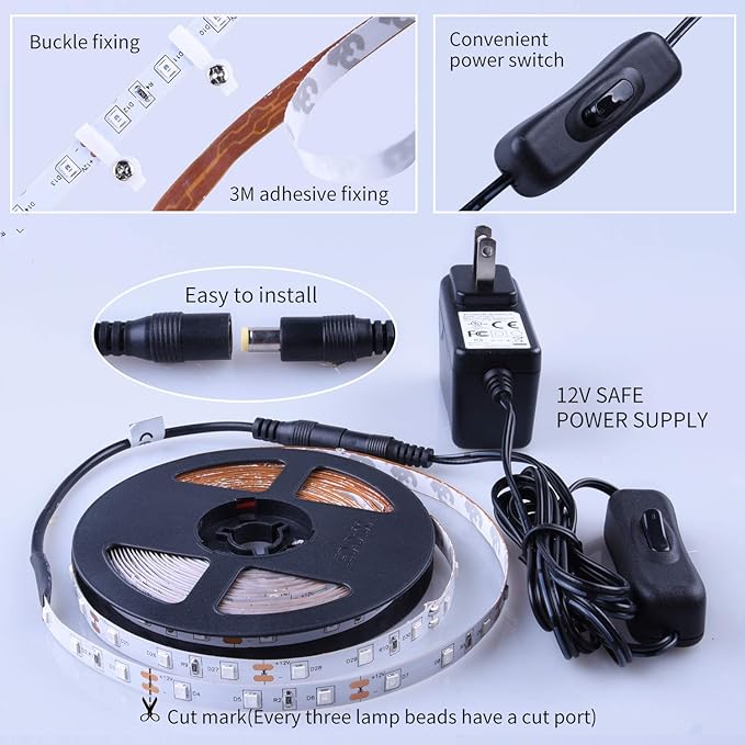 20ft LED Black Light Strip Kit,360 Units,12V Flexible Blacklight Fixtures, 6m LED Ribbon for Indoor Home Bedroom Decoration Fluorescent Dance Party,Non-Waterproof