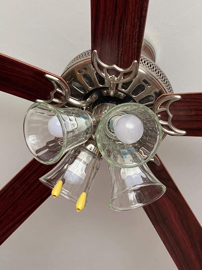 Ceiling Fan Light Covers, Clear Hammered Style Bell Glass Shade, Lighting Replacement Glass Shade Standard 2-1/8" Fitter Size, Perfect Ceiling Fan Globes Replacement Glass Accessories, Pack of 4