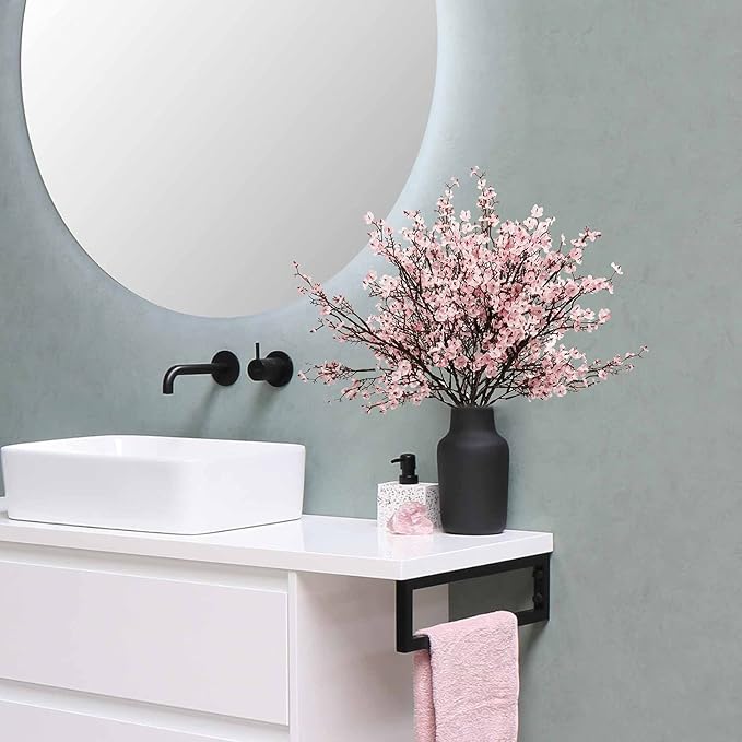 Uieke 30 Pcs Artificial Flowers Baby Breath Faux Pink Artificial Gypsophila Bouquet Fake Silk Flowers Real Touch for Home Office Kitchen Wedding Wall DIY Room Farmhouse Décor