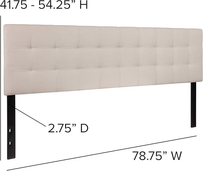 Flash Furniture Bedford Tufted Upholstered King Size Headboard in Beige Fabric