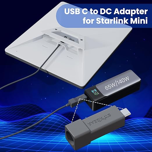 Starlink Mini Cable Adapter, USB C to DC Adapter Power Cable Adapter for Starlink Mini, USB C Male to DC Female for Power Cord Work with 20V/65W, 20V/100W, 28V/140W PD Power Source