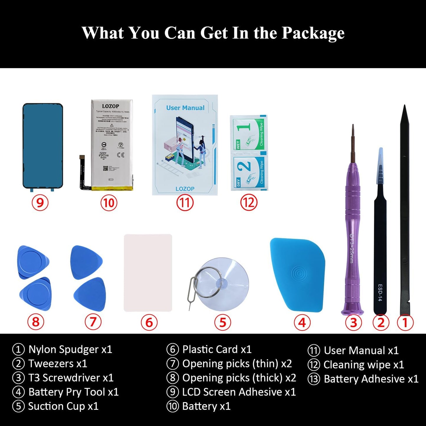 Google Pixel 5 Battery Replacement Kit with Repair Tools and User Manual, Model GD1YQ, GTT9Q