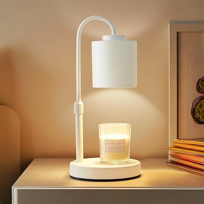 CASTLELIFE Candle Warmer Lamp with Timer & Dimmer, Height Adjustable Electric Wax Melt Warmer for Jar Candles, Gifts for Mom Home Decor, White