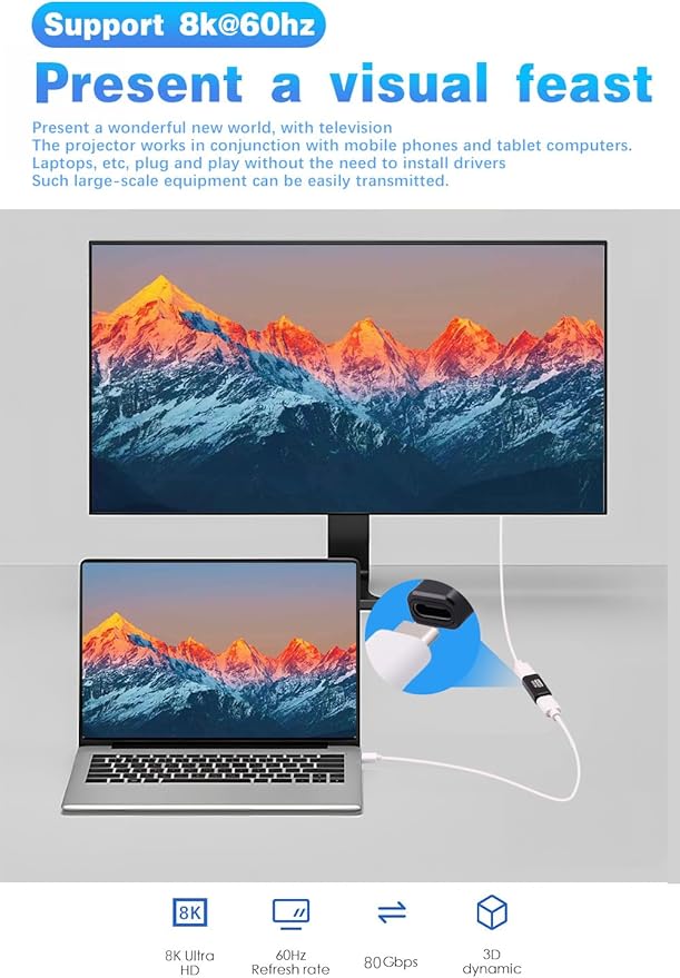 Duttek 80Gbps USB C Female to Female Adapter (240W Fast Charging and 8K@60Hz Video) USB C Coupler Bidirectional Converter for iPad, MacBook,Thunderbolt 5/4 and Type-C Devices (2Pack)
