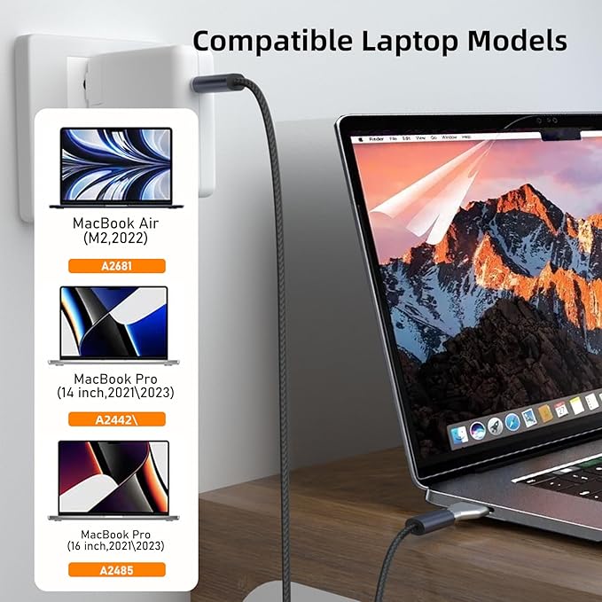 USB C to Magnetic 3 140W Charging Adapter Safe 3 Compatible with MacBook Pro 2023 (M2, 14/16 inch), MacBook Air 2022 (M2), MacBook Pro 2021 (M1, 14/16 inch) with 240W USB C Cable (1.5M)