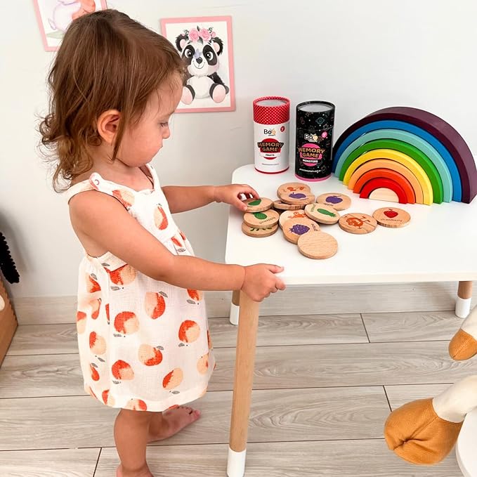 bee smart Wooden Memory Game - Matching Memory Game for Kids 3 and Up, 16Pcs | Educational Toy for Preschool Toddlers Board Games (Numbers)