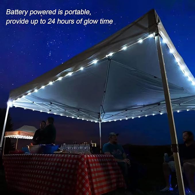 JMEXSUSS 2 Pack Rope Lights Battery Operated String Lights Outdoor Waterproof, Total 66ft 200 LED 8 Modes White Battery Powered Light with Remote for Canopy Tent Camping Patio Garden Decor