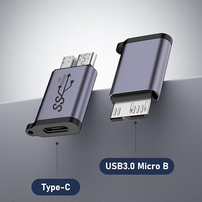 10Gbps USB Type-C to Micro B Adapter, USB C Female to Micro-B Male Converter for Hard Drive Cable/External Hard SSD Drive/Tablet/Phone/Laptop