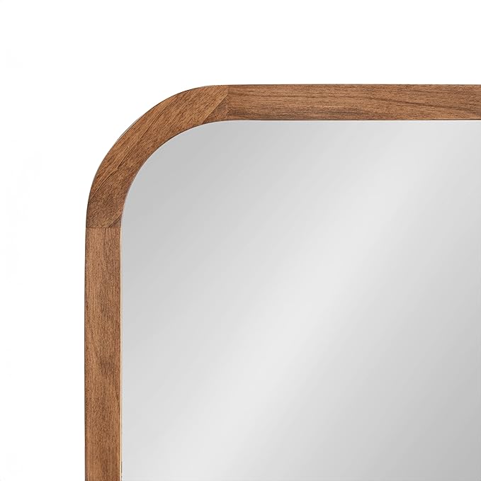 Kate and Laurel Hutton Modern Rounded Rectangle Wall Mirror, 24 x 36, Natural Rustic, Decorative Farmhouse Rectangular Wall Decor for Bathroom Mirror for Over Sink
