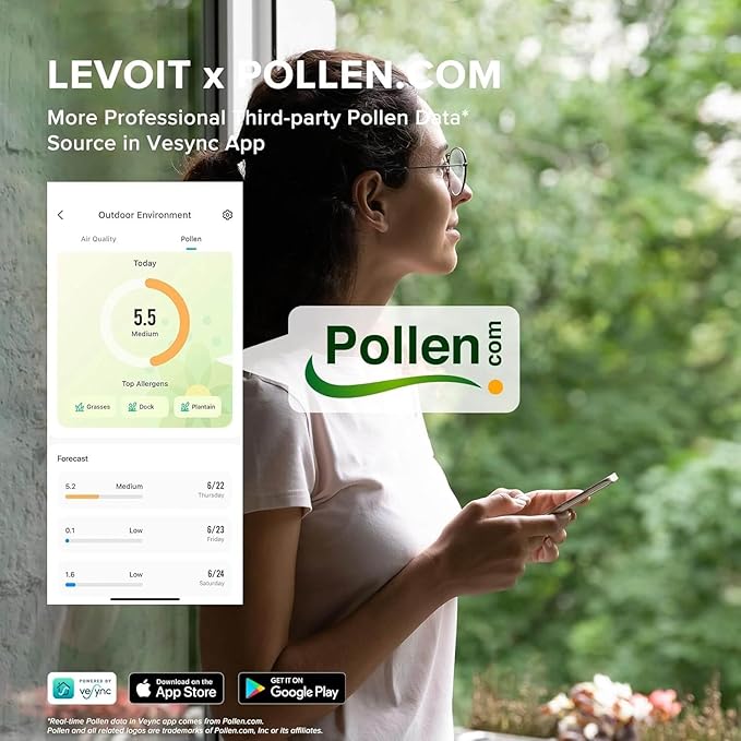 LEVOIT Air Purifiers for Home, Large Rooms Up to 2933 Ft² With HEPA Sleep Mode, AHAM VERIFIDE, Smart WIFI, PM2.5 Monitor, 3-in-1 Filter For Smoke, Pet Allergies, Dust, Alexa Control, Core 600S-P, Gray