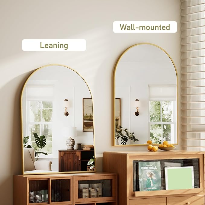 HARRITPURE 32"x42" Arched Bathroom Mirror - Gold Wall Mounted Vanity Mirror Aluminum Alloy Frame Large Arch Wall Mirror for Living Room, Bedroom and Entryway