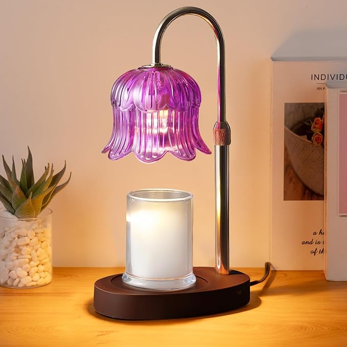 Candle Warmer Lamp Electric Timer - Candle Lights Home Decor Candles Warming Height Adjustable Dimmable Warmers Purple