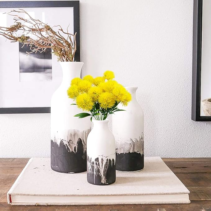 Uieke 10 Pcs Dandelion Artificial Flowers Yellow Flowers Fake Plants Flower Bouquet Plastic Flowers for Home DIY Decoration Wedding Decor
