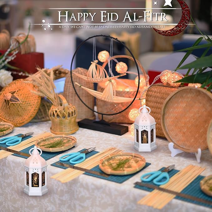 LLQ Mini Ramadan Lantern (12Pcs-5in) - Moroccan Small Lanterns Decorative, Eid Mubarak Decorations for Home, Ramadan Gifts for Family, Table Centerpiece