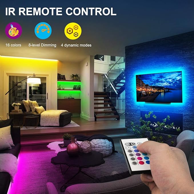 Tv Led Backlight,Maylit 14.3ft Led Strip Lights for 65-75in Tv,USB Powered Tv Lights kit with Remote,RGB Bias Lighting for Room Decor