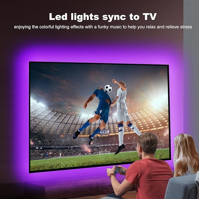 TV Led Backlight 85Inch, 20ft Led Lights for TV 85-100 Inch, Led Strip Lights with Remote, Music Sync Bluetooth APP TV Light Behind, USB TV Lights for Bedroom, Mood Lighting, Gaming Room Decor