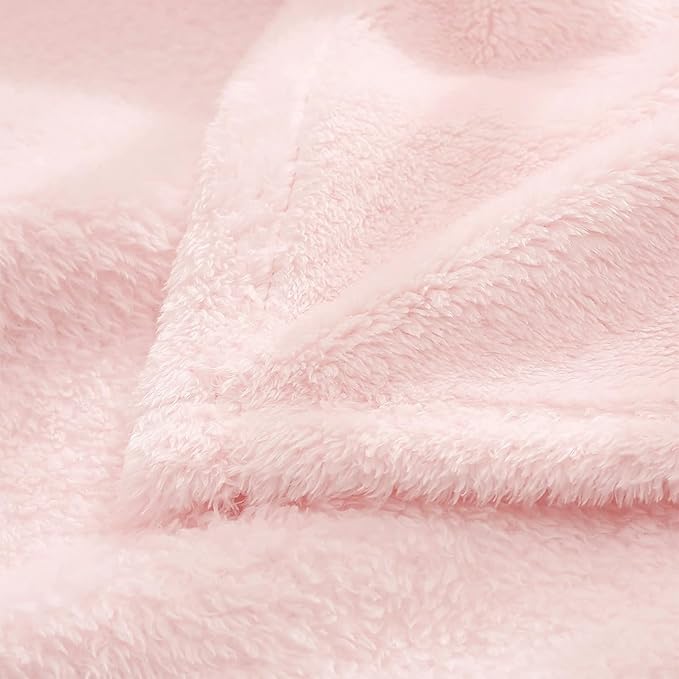 Exclusivo Mezcla Plush Fuzzy Fleece Throw Blanket, Super Soft, Fluffy and Warm Blankets for Couch, Bed, All Season Use (40x50 Inches, Light Pink)