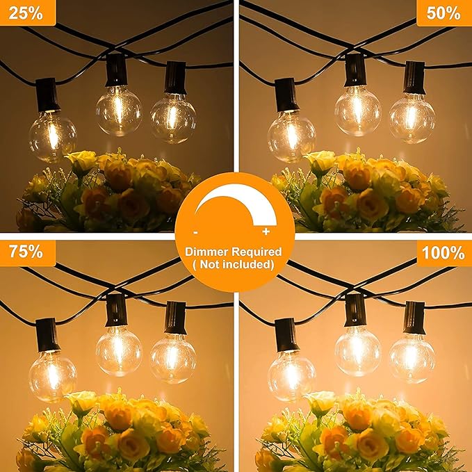 200ft(100*2) Outdoor G40 LED Globe String Lights Dimmable Waterproof Shatterproof Light Strings with 103 Bulbs Connectable Commercial Hanging Lights for Christmas Patio House Backyard Balcony Party