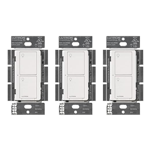 Lutron Caseta Original Smart Light Switch (Lutron Smart Hub Required), for Home, LED Lights, and Fans, 6 Amp, Single-Pole/3-Way, Neutral Required, PD-6ANS-WH 3 Pack, White
