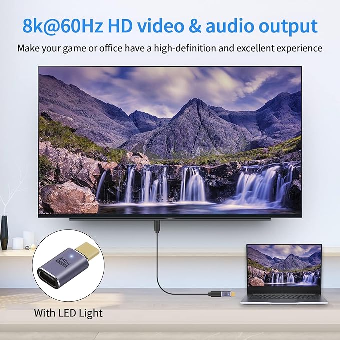 2 Pack USB C Extender Adapter 40Gbps, USB 4 & Thunderbolt 4 Male to Female Extension Adapter, PD 3.1 240W Fast Charging, 8K@60Hz Video, Type-C Connector for MacBook Pro