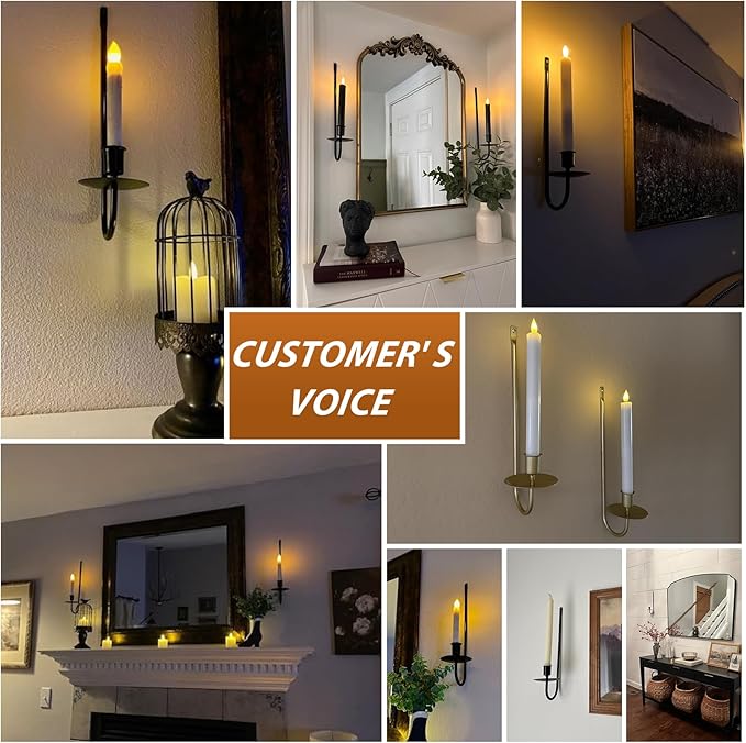 Candle Sconces Set of 2, Taper & Pillar Wall Candle Holder, Black Wall Sconces Set of Two, Decor for Entryway, Stair Corner, Living Room, Gfits for Men Women Mom or Dad