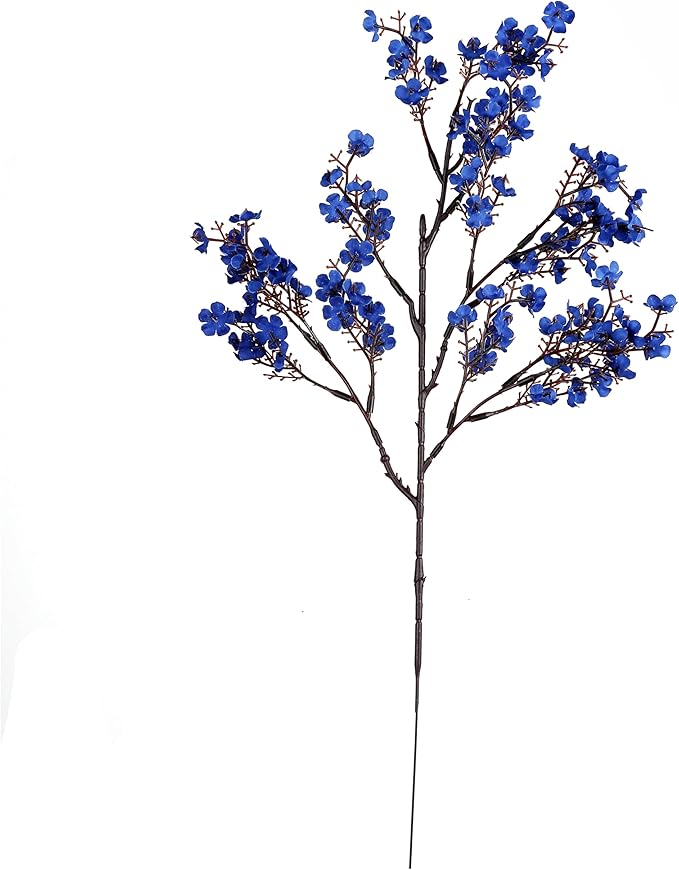 JAKY-Global Real Babys Breath Artificial Flowers Dark Blue 12 Bundle Vase Filler European Fake Silk Plants Decor Dresser Wedding Party Decoration Bouquets DIY Home Garden