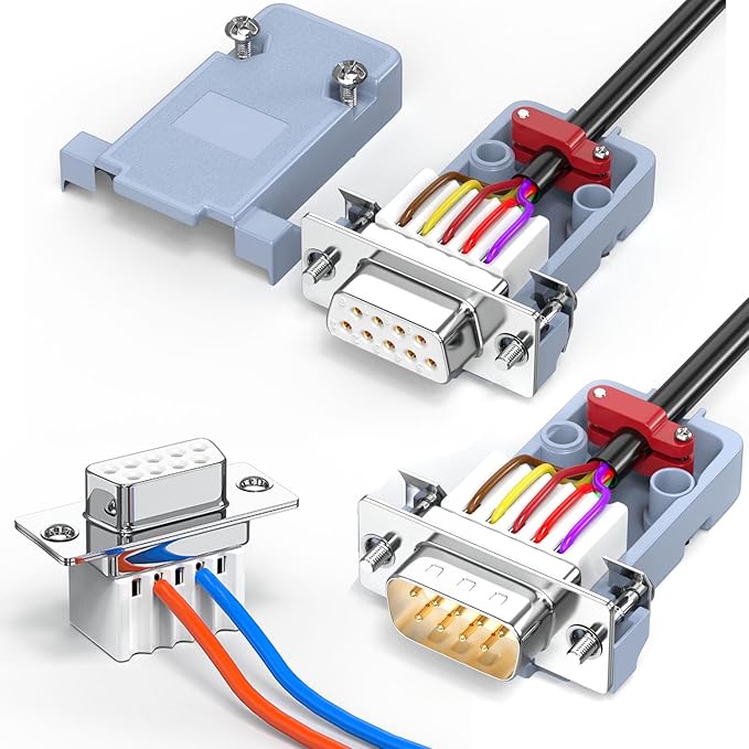 2Pack DB9 Male+Femal Breakout Serial Adapters,Solderless RS232/RS485/RS422 Screw Connectors D-SUB 9-pin Female Adapter to Terminal Connector Signal Module with Screwdriver