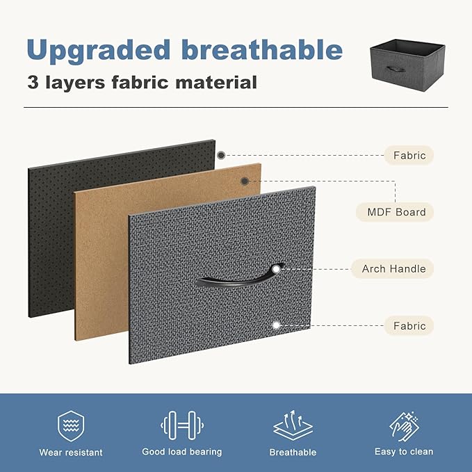 DUMOS Dresser for Bedroom, 10 Storage Drawers, Wide Fabric Closet Chests Organizer Tower Furniture with Wooden Top Metal Frame for Clothes, Guest Room, Living Room, Hallway, Entryway