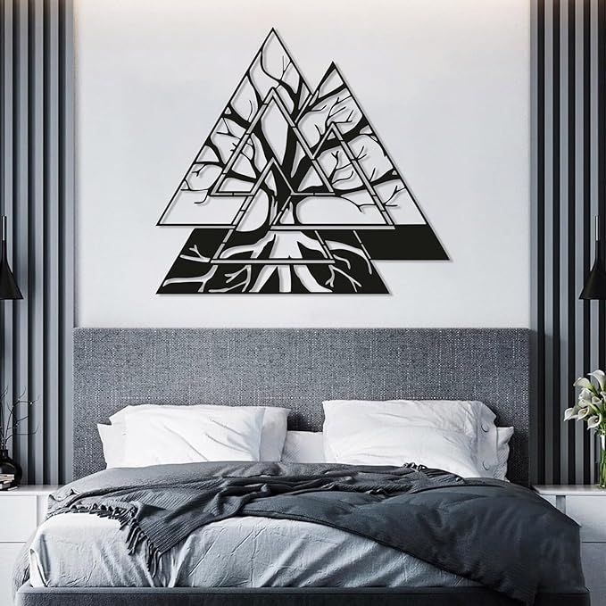 Metal Viking Wall Decor, Tree of Life Metal Wall Art, Norse Viking Decor, Norse Pagan Decor, Pagan Wall Decor, Tree of Life Wall Sculpture, Scandinavian Home Decor, Godly Home Decor (Silver, 35"x35"|90x90cm)