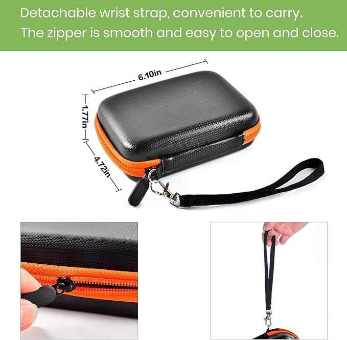 Case Compatible with LaCie Rugged Mini 1TB/ 2TB/ 4TB/ 5TB External Hard Drive Portable HDD, Storage Holder for Hard Drives for Mac and PC Computer & USB 3.0 2.0 Cable SD Cards (Orange)