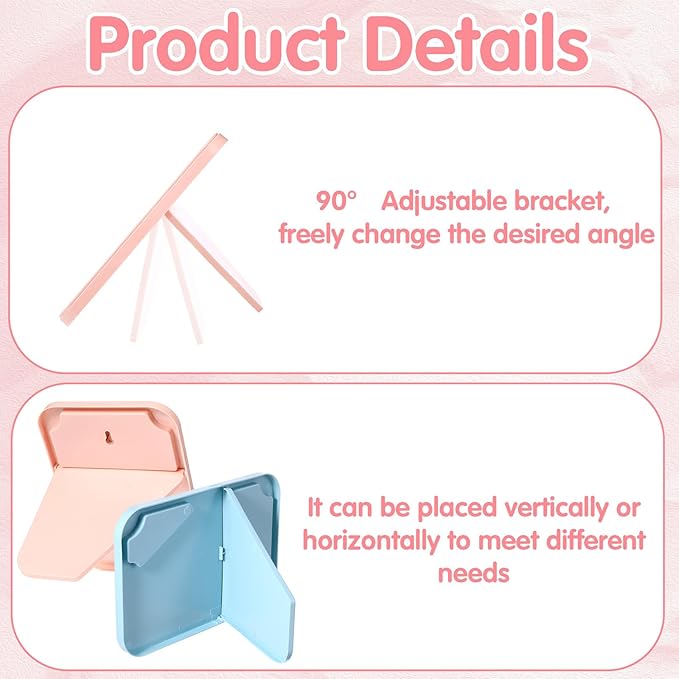 12 Pack Spa Mirrors for Party, Mirror Bulk, Small Table Mirror with Stand, 7.87 Inch Adjustable Vanity Desktop Folding Mirrors, 4 Colors for Makeup Travel