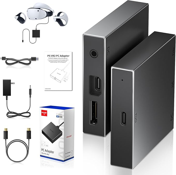 Adapter for VR2 Headset, VR2 to PC Converter for SteamVR Gaming on Windows, Stable Signal, Durable Aluminum Alloy Housing,PV2 Compatible with VR2