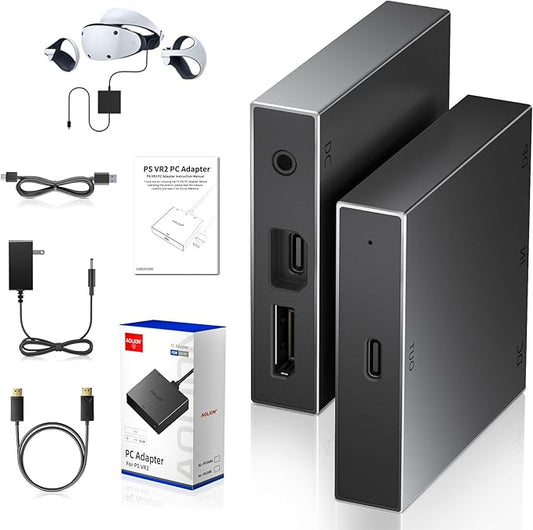 Adapter for VR2 Headset, VR2 to PC Converter for SteamVR Gaming on Windows, Stable Signal, Durable Aluminum Alloy Housing,PV2 Compatible with VR2