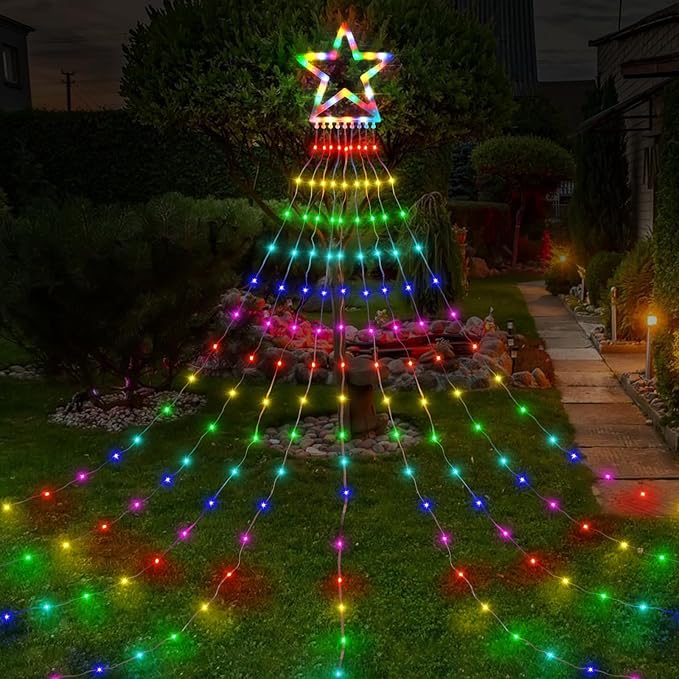 FUNIAO (New Multi Color Changing Christmas Lights, Christmas Tree Lights with Remote, 335 LED RGB Timer & Waterproof Outdoor String Lights for Halloween, Christmas, New Year (RGB Color Change)